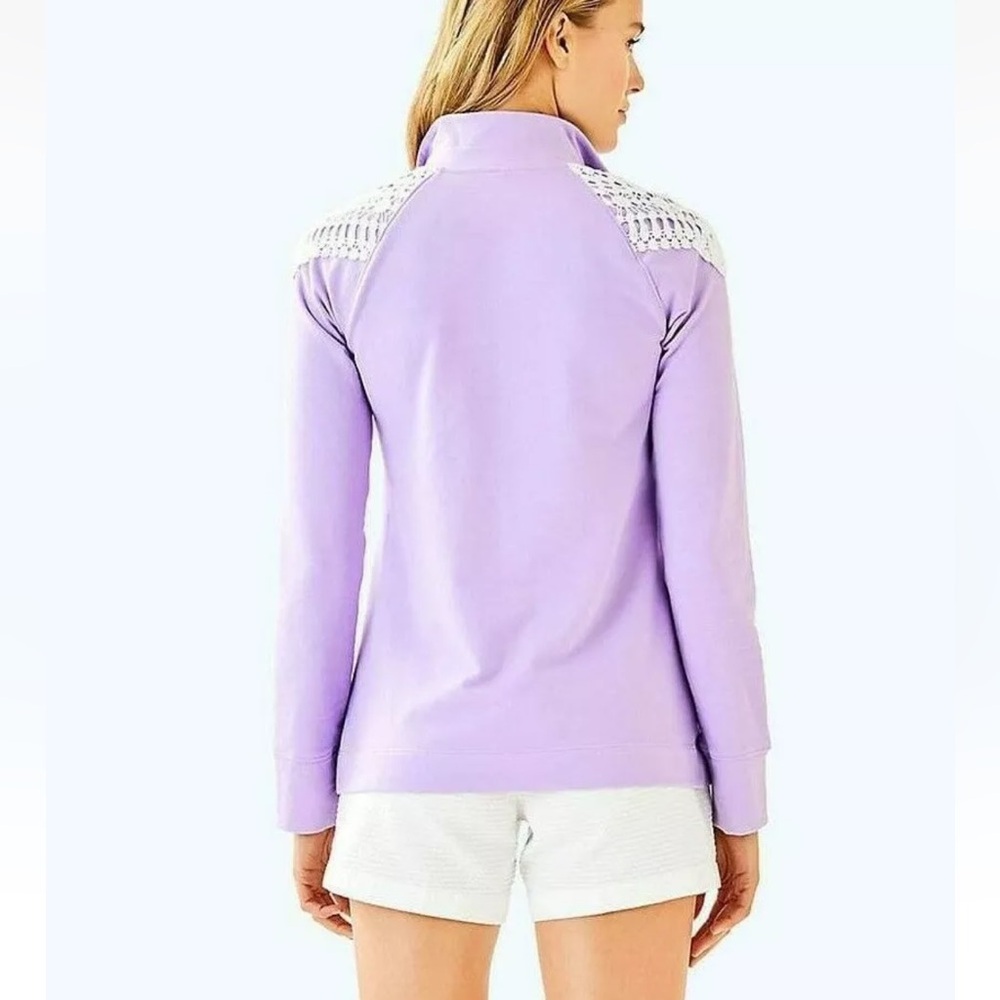 Lilly Pulitzer UPF 50+ Skipper Popover w/ Lace on Shoulders in Lilac Verbena - Picture 2 of 16